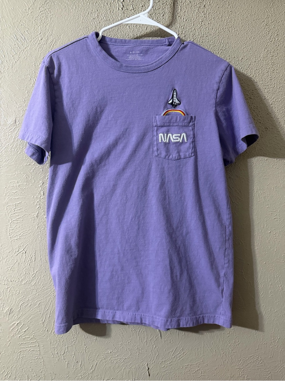 Purple Pocket Tee - NASA Space Shuttle embroidered